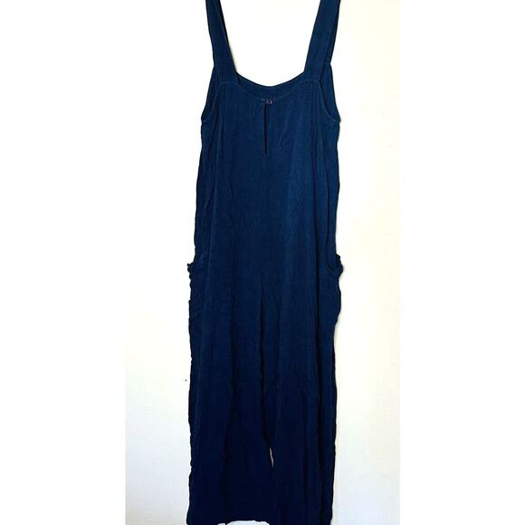 Rachel Pally Dark Blue Linen Alda Square Neck Wide Leg Flare Jumpsuit Size M - Picture 3 of 13
